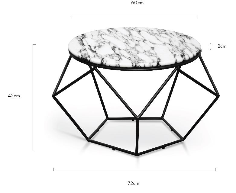 Marble 72cm Coffee Table - Matt Black Base