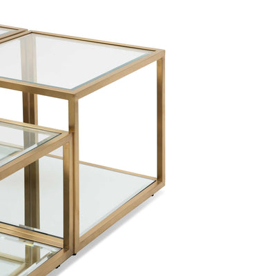 Set of 4 - Glass Coffee Table - Brushed Gold Base