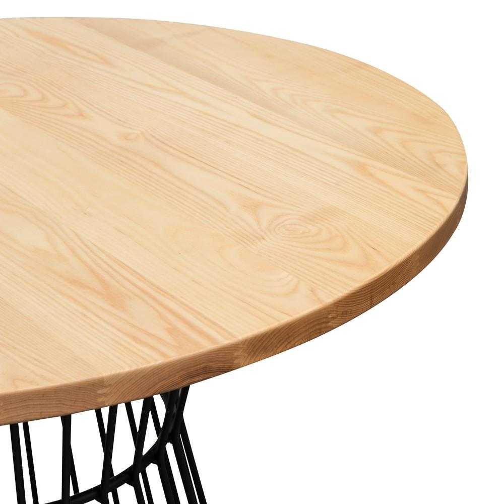 100cm Natural Timber Top Round Dining Table - Black Frame