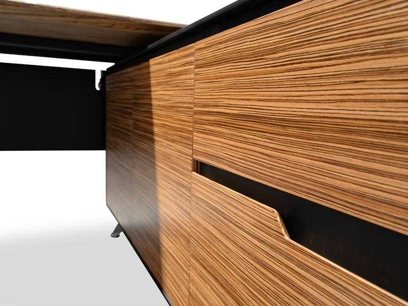 1.95m Executive Office Desk Left Return - Zebra Oak