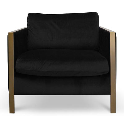 Fabric Armchair in Black Velvet