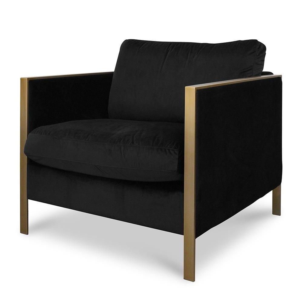 Fabric Armchair in Black Velvet