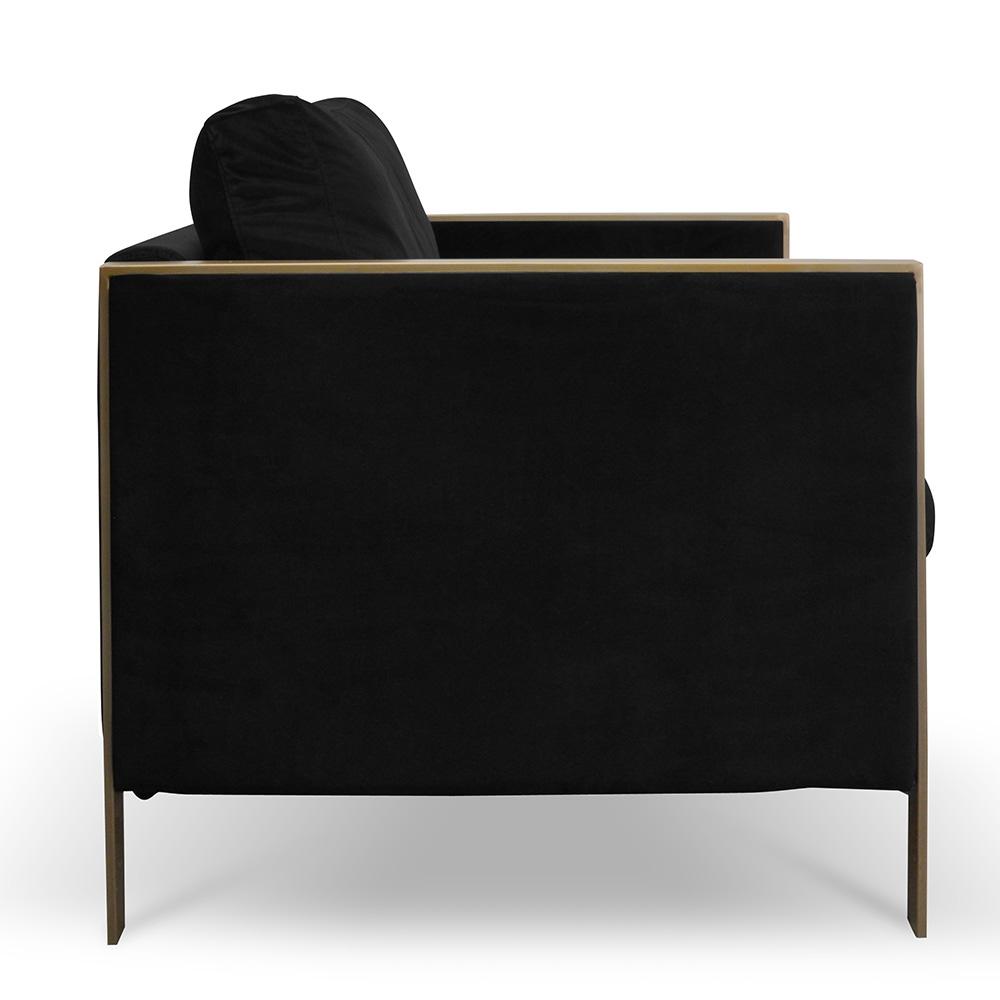 Fabric Armchair in Black Velvet
