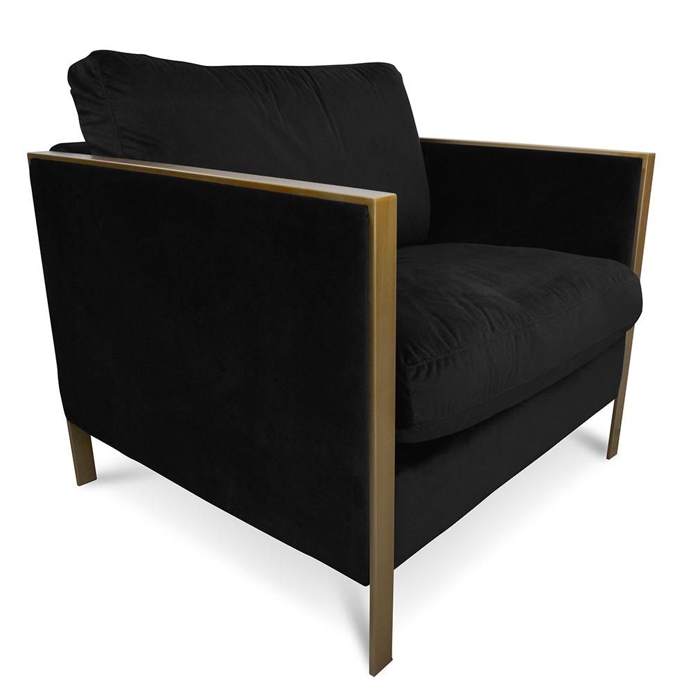 Fabric Armchair in Black Velvet