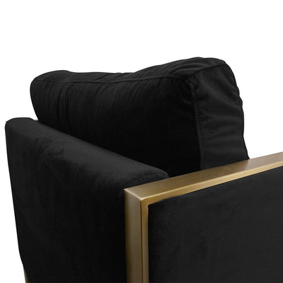 Fabric Armchair in Black Velvet