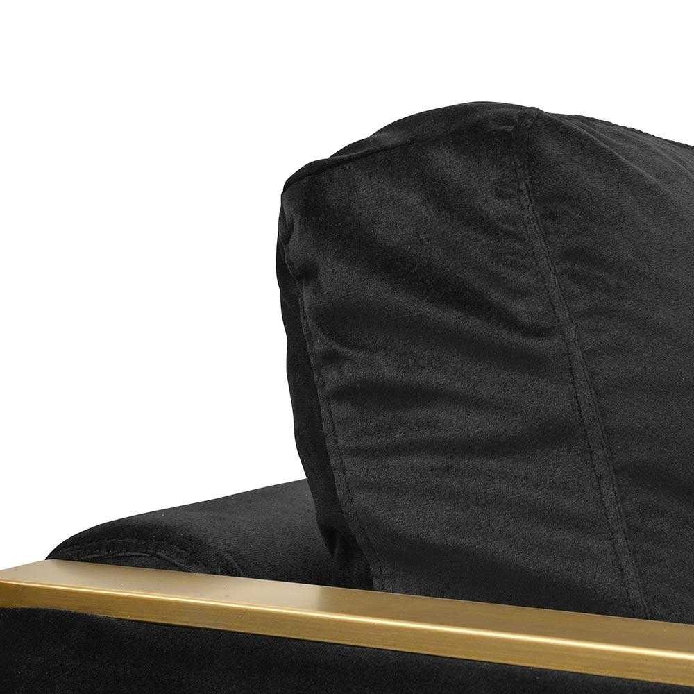 Fabric Armchair in Black Velvet