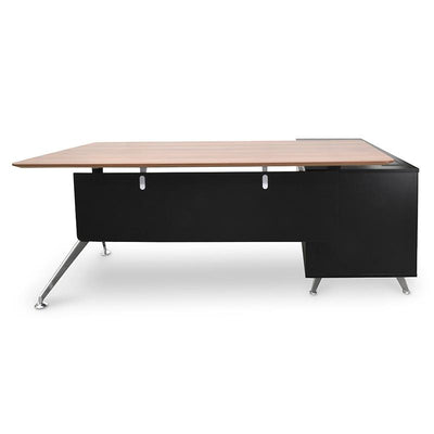 1.95m Executive Office Desk Left Return - Walnut - Black