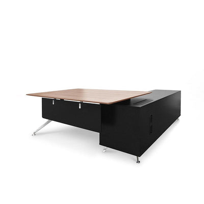 1.95m Executive Office Desk Left Return - Walnut - Black