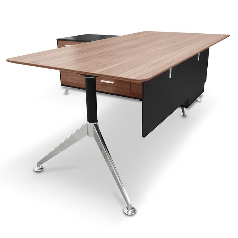 1.95m Executive Office Desk Left Return - Walnut - Black