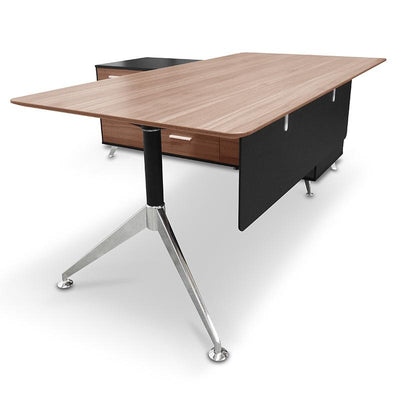 1.95m Executive Office Desk Left Return - Walnut - Black