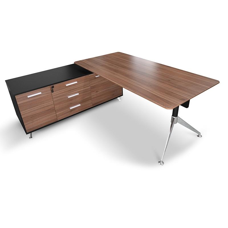 1.95m Executive Office Desk Left Return - Walnut - Black