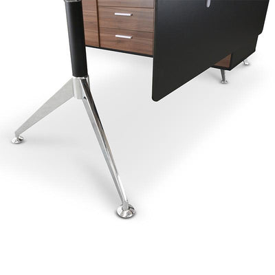 1.95m Executive Office Desk Left Return - Walnut - Black