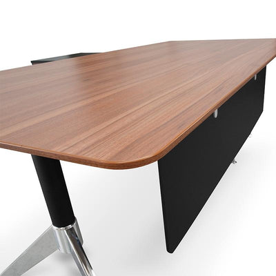 1.95m Executive Office Desk Left Return - Walnut - Black