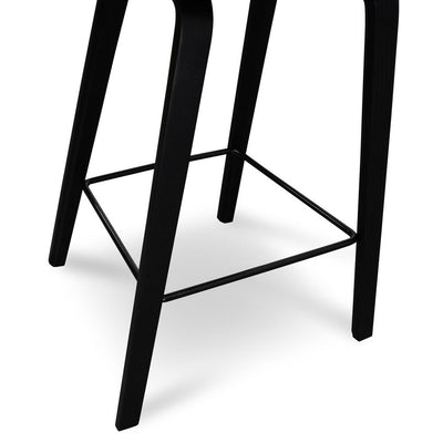 65cm Bar Stool - Black Plastic Seat - Black Frame