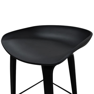 65cm Bar Stool - Black Plastic Seat - Black Frame