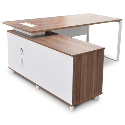 180cm Executive Office Desk With Left Return - Walnut