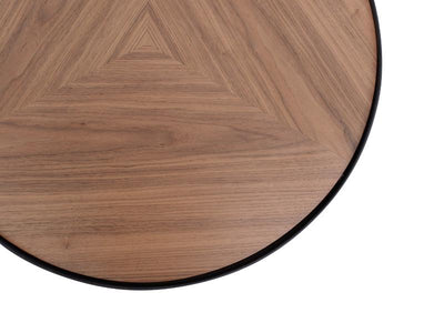 60cm Round Coffee Table - Walnut Top - Black Frame