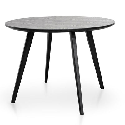 100cm Round Dining Table - Black Veneer Top - Black Legs