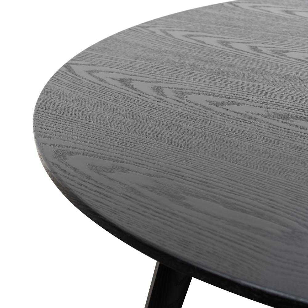 100cm Round Dining Table - Black Veneer Top - Black Legs