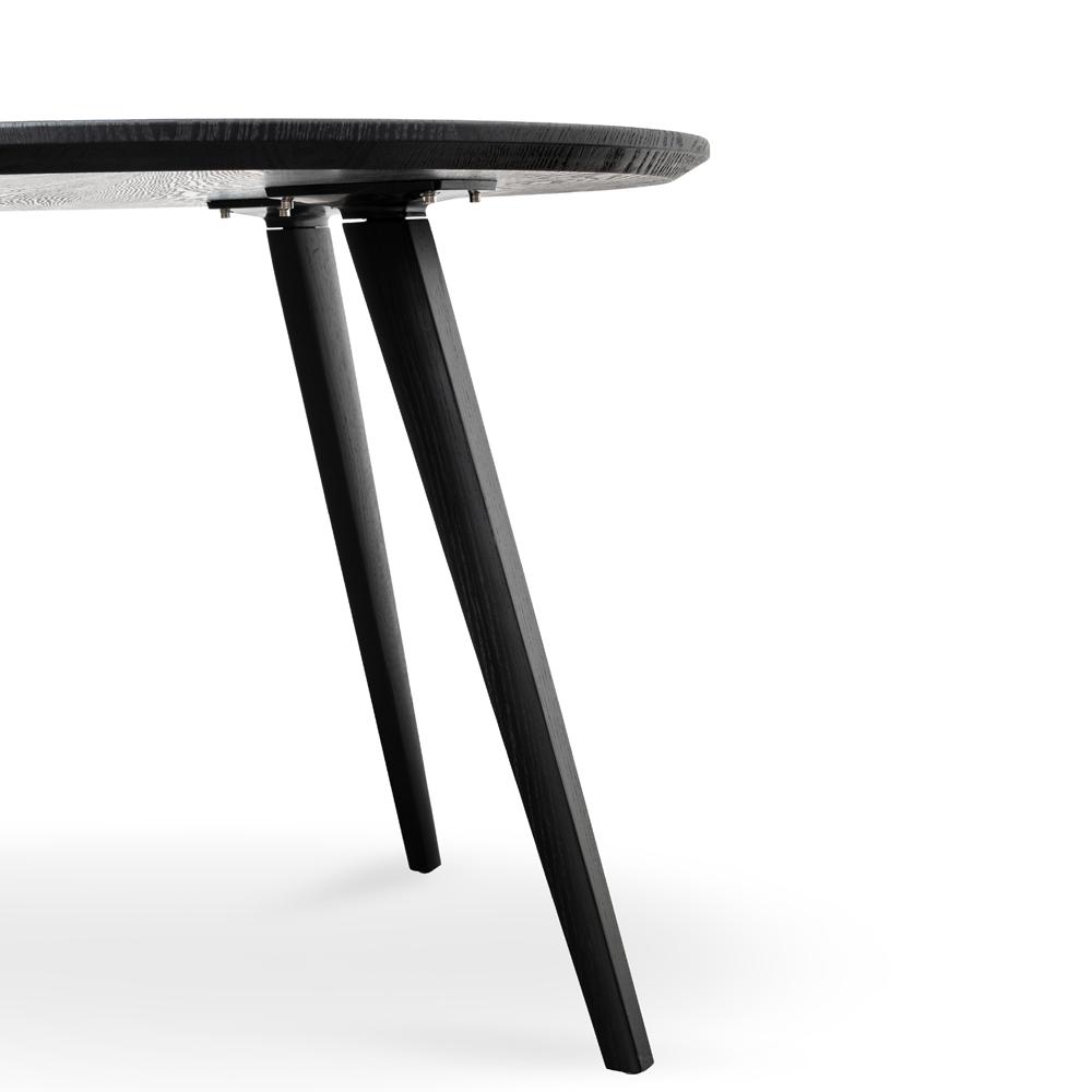 100cm Round Dining Table - Black Veneer Top - Black Legs