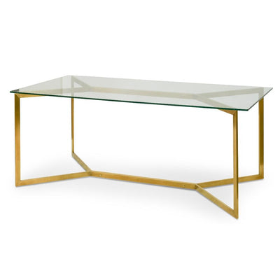 1.9m Glass Dining Table - Gold Base