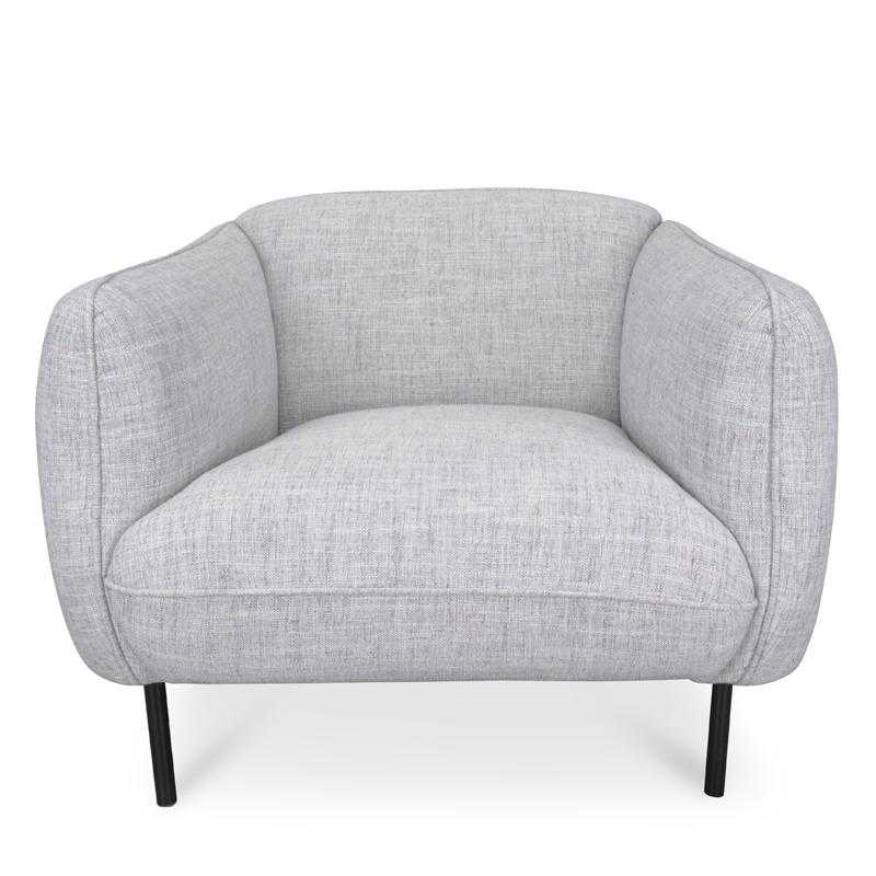 Armchair in Light Spec Grey - Black Metal Legs