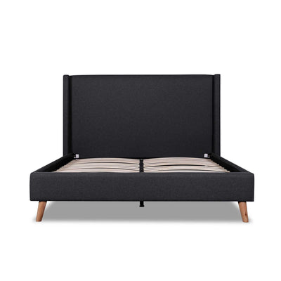 Fabric Wing King Bed - Fossil Grey