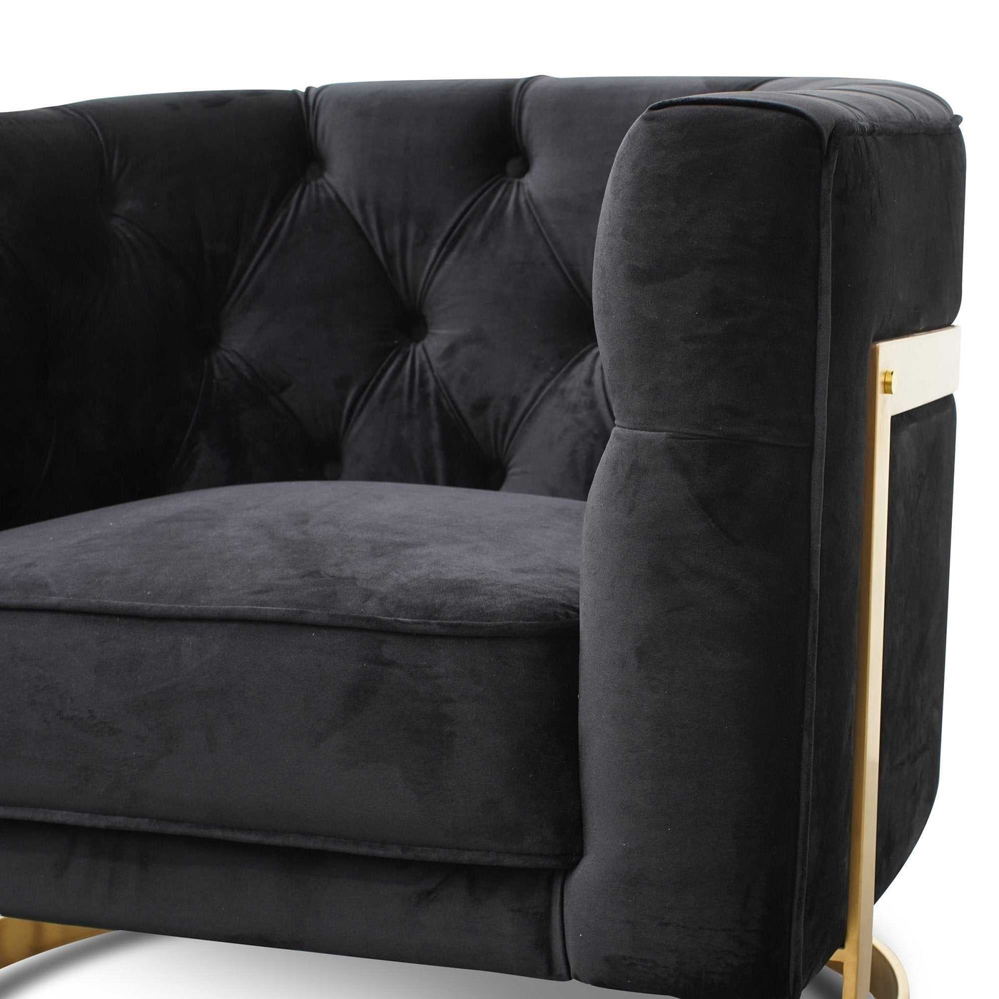 Armchair in Black Velvet - Brushed Gold Base