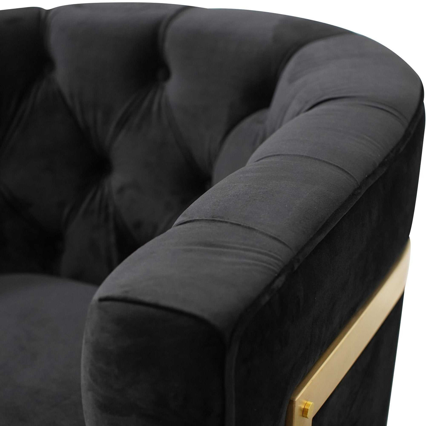 Armchair in Black Velvet - Brushed Gold Base