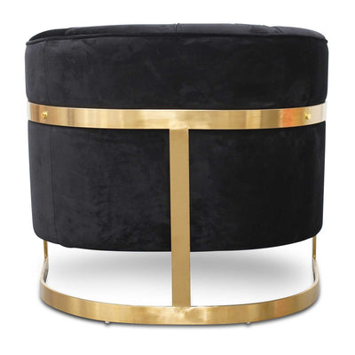 Armchair in Black Velvet - Brushed Gold Base