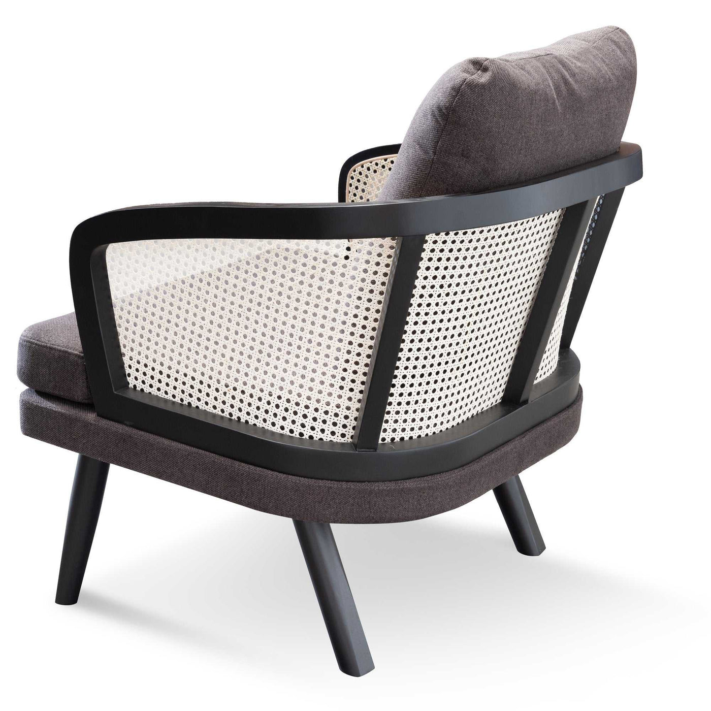 Armchair - Smoke brown Fabric seat with Natural Rattan