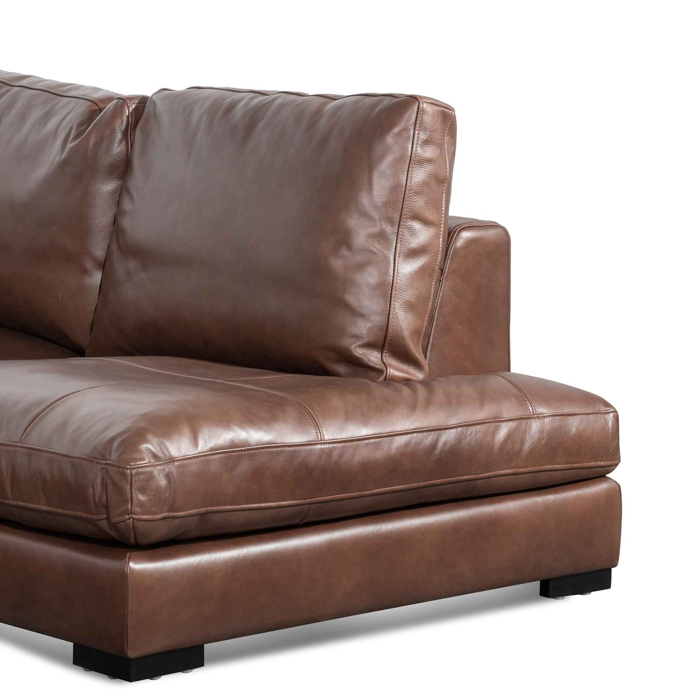 4 Seater Right Chaise Leather Sofa - Mocha Brown