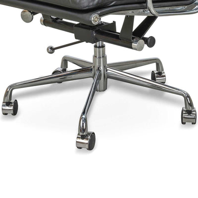 High Back Office Chair - Black Leather