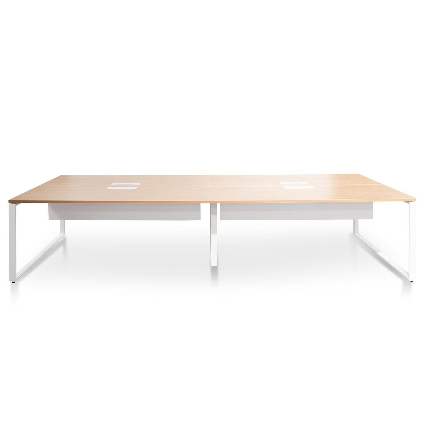 4 Seater Workstation - Natural - White