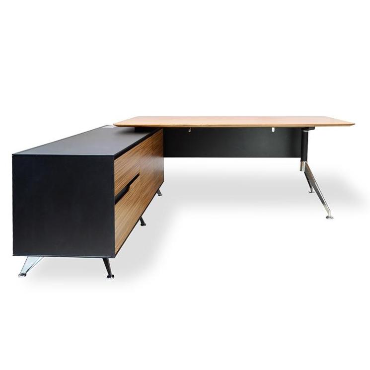 1.95m Executive Office Desk Left Return - Zebra Oak