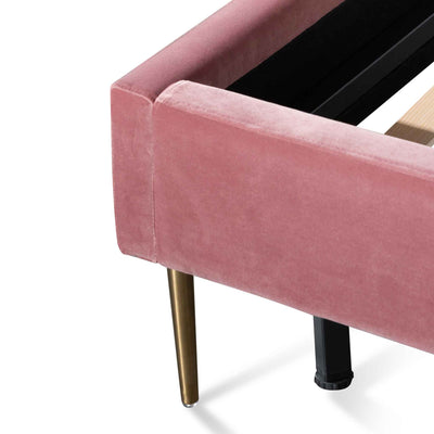 King Bed Frame - Blush Peach Velvet