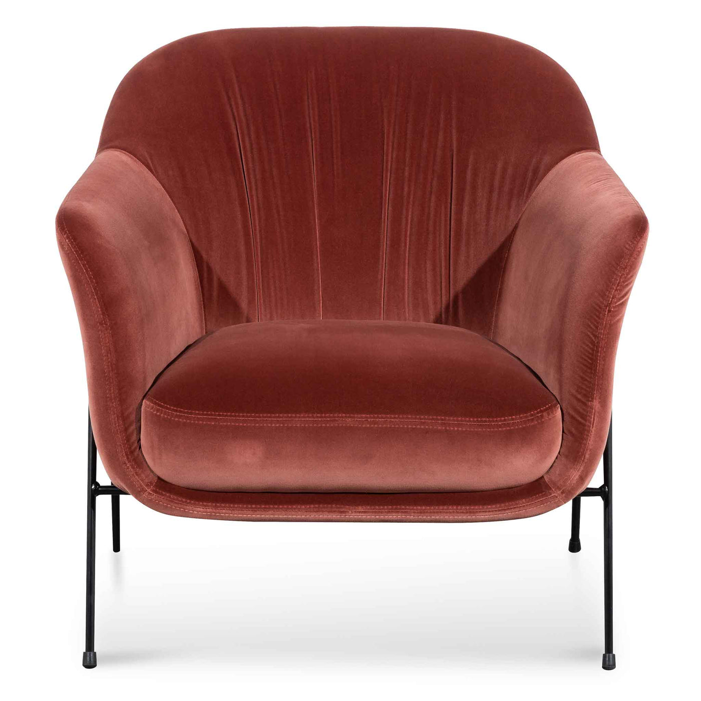 Blood Orange Velvet Armchair - Black Legs