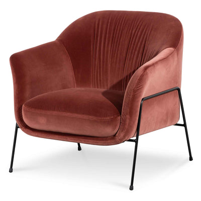 Blood Orange Velvet Armchair - Black Legs