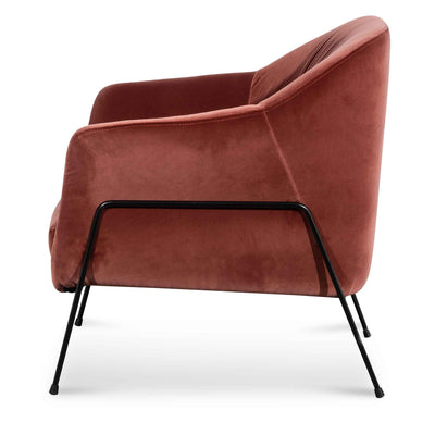 Blood Orange Velvet Armchair - Black Legs