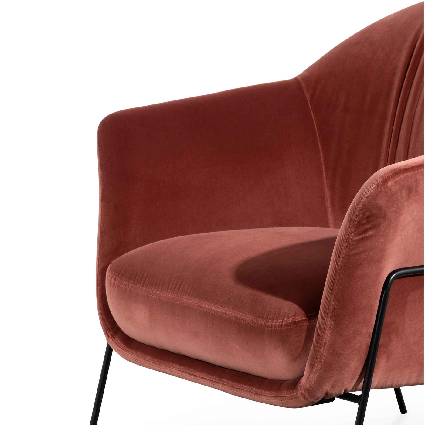 Blood Orange Velvet Armchair - Black Legs