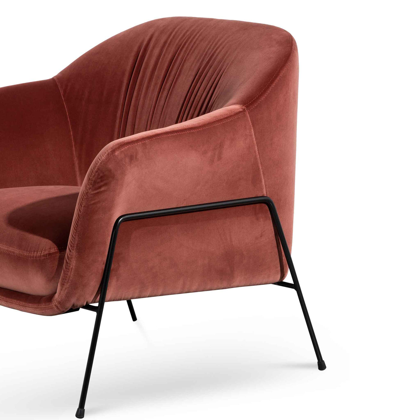 Blood Orange Velvet Armchair - Black Legs